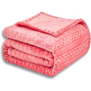 Soft Cozy Fleece Throw Blanket, 50x60 Inches  Lightweight Plush Blanket for Couch, Fuzzy 3D Jacquard Design, for Sofa, Bed & Travel, Hot Pink Chain