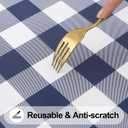 Smiry Round Picnic Tablecloth, Elastic Waterproof Fitted Vinyl Tablecloths for 31"-35" Tables, Flannel Backed Buffalo Plaid Table Cover for Dining, Camping, Outdoor, White and Navy