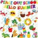 End of School Year Party Decorations Peace Out School Hello Summer Banners Schools Out for Summer Hanging Swirls Last Day of School Garland Centerpieces Set for Classroom Nursery Pool Vacation Beach