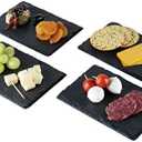 Twine Slate Mini Charcuterie Boards, Rustic Stoneware Serving Trays for Tapas, Appetizers, Sushi, Desserts, Cheese, Meat, Hosting Essentials, Wedding Gifts, 6.5" x 4.5", Set of 4