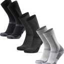 DANISH ENDURANCE Merino Wool Hiking Crew Socks for Men & Women, Cushioned Anti-Blister, Breathable - 3 Pairs (Small, Multicolor (Black, Light Grey, Dark Grey/Black))