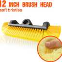 LAANPOLE 12FT Car Wash Brush with Long Handle, Car Cleaning Brush with 12 Inch Soft Bristle, Solar Panels Cleaner with Telescoping Pole for RV, Truck, Boat, House Siding