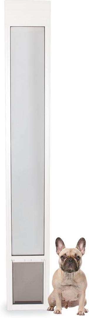 PetSafe Sliding Glass Pet Door - No-Cut DIY Install Doggy Door for Renters - Aluminum Frame - Adjustable Height 75 7/8" to 81" - Ideal for Medium Dogs Up to 40 lb - White
