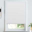 LazBlinds No Tools No Drill Cordless Lift Cut to Size Pleated Paper Blinds for Windows, Light Filtering Clip On Self Adhesive Temporary Window Blinds for Home(48" W x 72" H x 6 Pack, White)