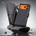 FLIPALM Wallet Case for iPhone 17 Series with Wrist Strap - PU Leather Folio Flip with Credit Card Holder & Kickstand, Protective Cover (Black, for iPhone 17 Pro Max)