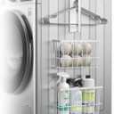 Laundry Room Organization and Storage Magnetic Dryer Ball Holder with Magnetic Hanger Holder, Magnetic Lint Bin for Washer Dryer, Iron Basket Dryer Ball Container, Magnetic Laundry Organizer (White)