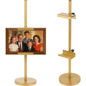Photo Frame Tabletop Easel Stand-Heavy Duty Tabletop Display Easel, French Style Gold Easel Stand,Picture Frame Stand for Wedding/Art/Photos,Picture Easels (Gold, 18 Inch)