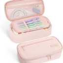 SUNEE Cute Pencil Case, Large Capacity Pencil Pouch, Big Storage Organizer for Stationery, Zipper Pen Bag,Back to School Supplies,Office Water-Repellent Nylon Pencil Bag for Teen Girls Boys,Light Pink