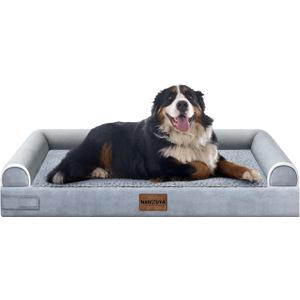 Orthopedic Dog Bed for Jumbo Dogs, 53 x 42 Inch, Light Grey
Egg crate foam for joint support, 3-sided bolster pet sofa, waterproof lining, washable cover, and non-skid base
