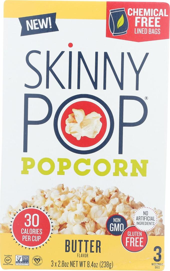 SkinnyPop Butter Popcorn, 2.8 Oz, 3 Ct