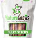 Nature Gnaws Bully Sticks for Dogs 5-6" (1Lb) - Mixed Thickness - Long Lasting for Aggressive Chewers and Large Dogs - Natural Beef Dog Chew Bones
