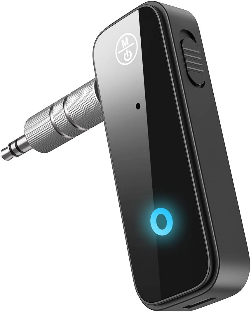 JXTZ Aux Bluetooth 5.3 Adapter for Car, 2 in 1 Wireless Bluetooth Transmitter and Receiver for Headphones Car Home Audio Speaker, Portable 3.5mm Wireless Audio Receiver, Hands-Free Call (Black)