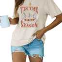 Halloween Shirt Women Fall Pumpkin Graphic Tees Hocus Pocus Tees Girls Trip Tops Halloween Witch Human Skeleton Tshirt (Small, Beige4)