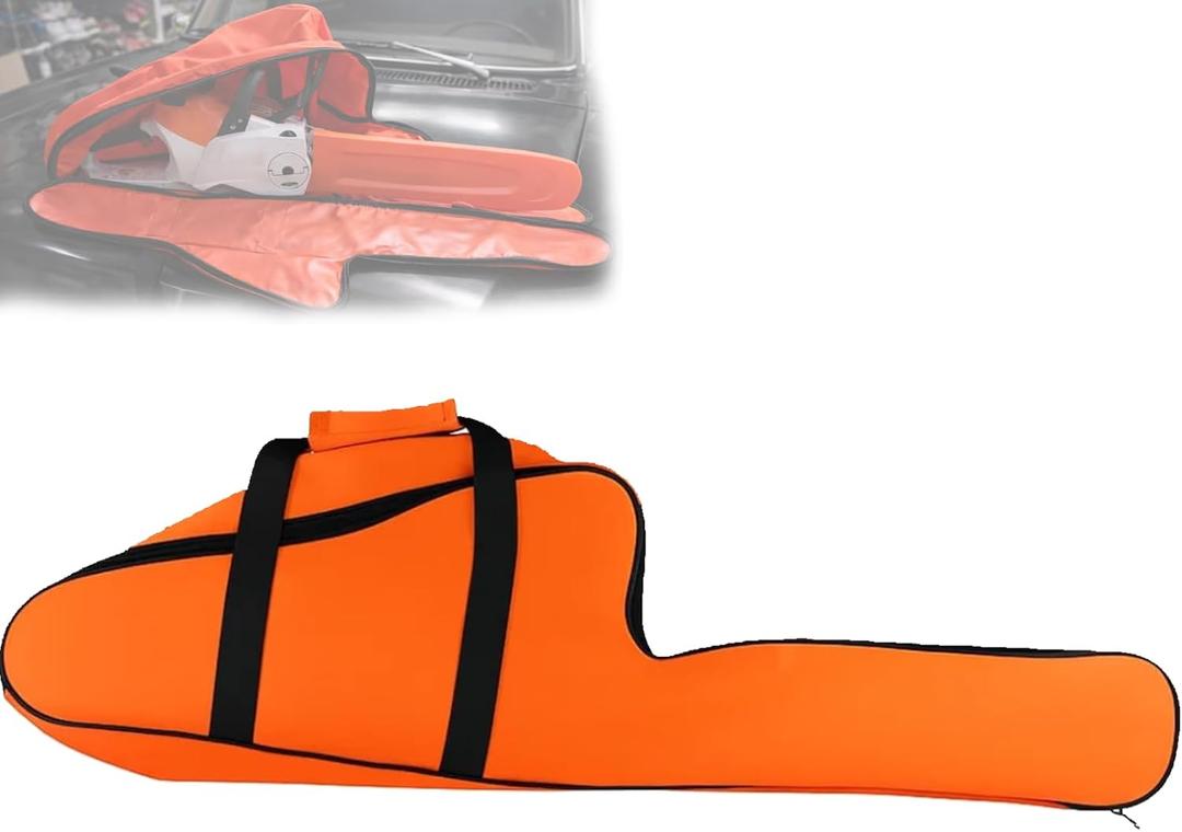 Poweka Chainsaw Bag Carrying Case Portable Protection Waterproof Holder Fit for Stihl Husqvarna 12''/14''/16'' Chainsaw Storage Bag(Orange)