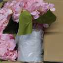 Flower Table Centerpieces - Set of 6 Floral Arrangement Artificial Wedding Hydrangeas Floral Arrangement with Rustic Metal Vase for Bridal Tea Party Event Decorations - Pink