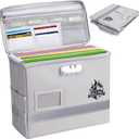 BALEINE Fireproof Document Box with Lock, Portable Fireproof Document Bag Waterproof Fire Proof File Boxes for Documents, File Organizer Box for Important Paperwork (Silver, 12.5''x10.5''x6'')