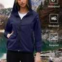 PITINAN Lightweight Rain Jacket Women Packable Wind Breaker Light Rain Jacket Women Waterproof Travel Raincoat S-XXL (Blue, S)