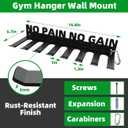 Home Gym Accessories Organization Storage Rack Equipment For Home 8 Hook Wall Hanger Display Gear Barbells Resistance Bands Jump Ropes Lifting Belt Hanger Accessories Hardware Included (NO PAIN NO GAIN)