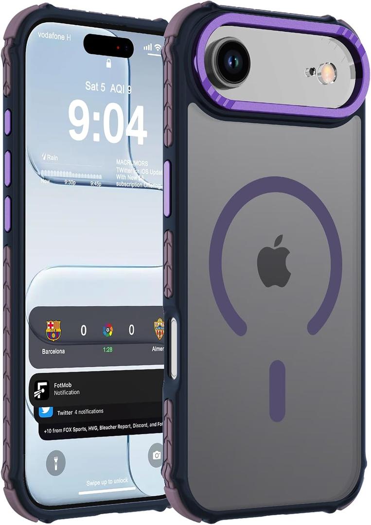DEERLAMN Strong Magnetic Case for iPhone Air 6.5-Inch,[Compatible with Magsafe][Military Grade Drop Protection] Translucent Matte Shockproof Protective Phone Cover-Frosted Purple