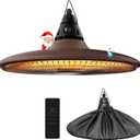 Hanging Heater, 1500W Outdoor Electric Patio Ceiling Heater with Remote Control, Infrared for Courtyard, Garage, Patio, Overheat & Tip-Over Protection, Waterproof, Brown