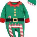 Little Fancy Baby Boys Girls Funny Elf Costume Christmas Romper (Green)