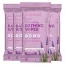 Extra Large Bath Wipes for Adults Bathing No Rinse - 40 Disposable Body Cleansing Wipes for Men, Women & Elderly - Great for Gym, Camping, Post Surgery - Shower Wipes - Lavender (10 Count (Pack of 4))