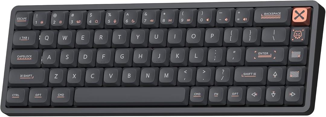 IQUNIX Magi65 Low Profile Mechanical Keyboard Wireless 65% Keyboard Ultra Slim for Creamy Typing, Hot Swappable, RGB Backlit, PBT Keycaps, Aluminum Case, BT/2.4G/USB-C, for Mac/Windows (Shadow Black)