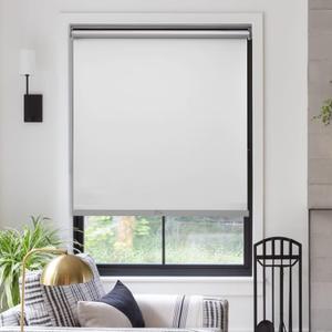 MYshade Free-Stop Cordless Roller Shades for Windows Room Darkening Roller Shades & Blinds Same Color Both Sides Fabric Pull Down Shade for Home Office Indoor Easy to Install White(26" W X 72" H)