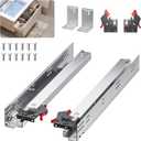 12 15 18 21 24 Inch Bottom Mount Soft Close Drawer Slides - Full Extension Concealed Rails Track - 100 lb Load Capacity - 1 Pair (Soft Close with Bracket，21 Inch)