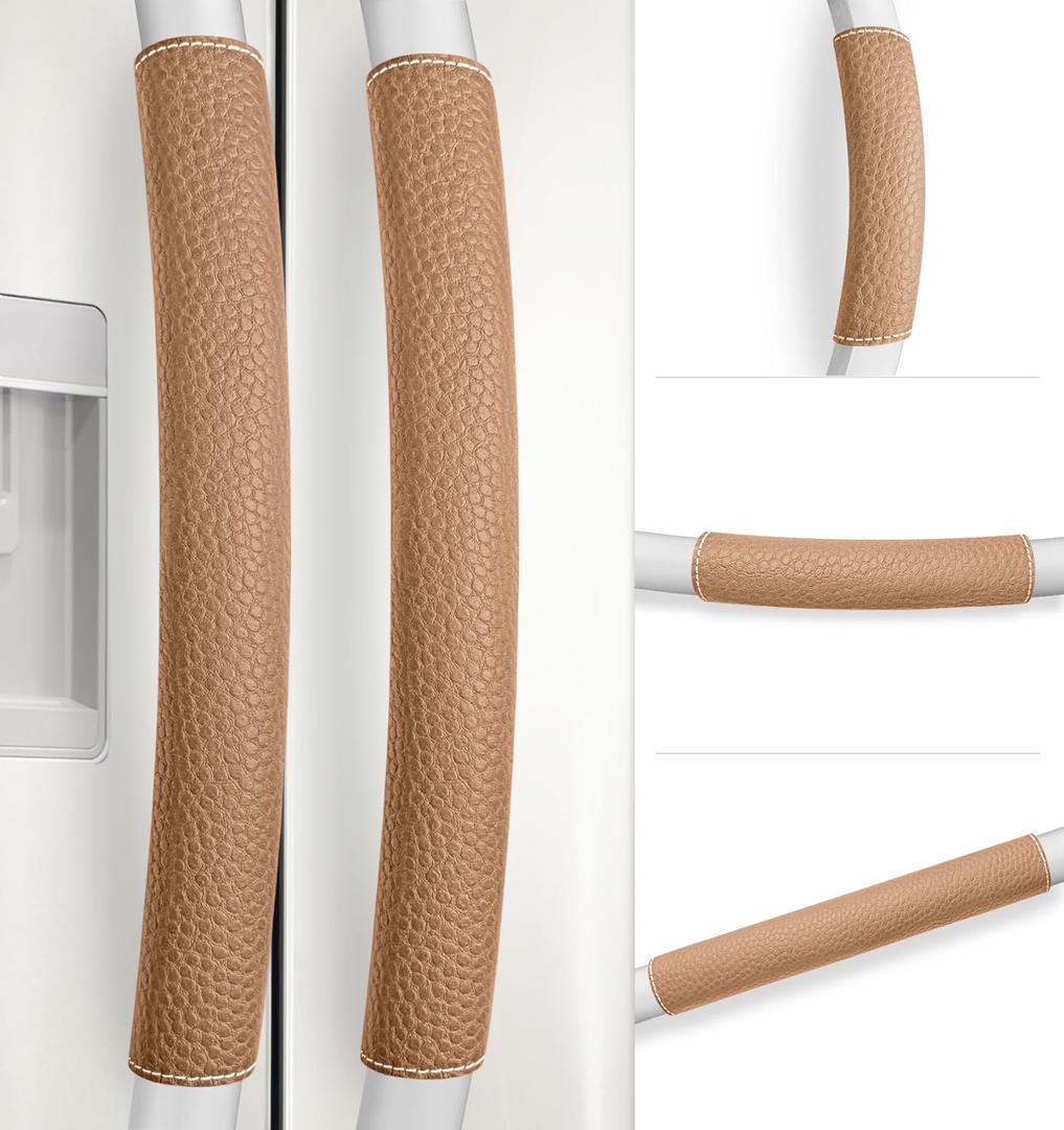 Refrigerator Door Handle Covers, Set of 5, Adjustable Appliance Handle Covers, Keep Your Kitchen Clean, Microwave Oven Stove Dishwasher Handle Protector, Non Slip Fridge Handle Cover (Coffee)