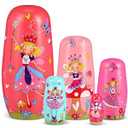 Gejoy Nesting Dolls Russian Matryoshka Wooden Handmade Nutcracker Nesting Dolls Collectible Gifts Toy Set for Winter Christmas Holiday Present Adults Home Decor(Flower Fairy)