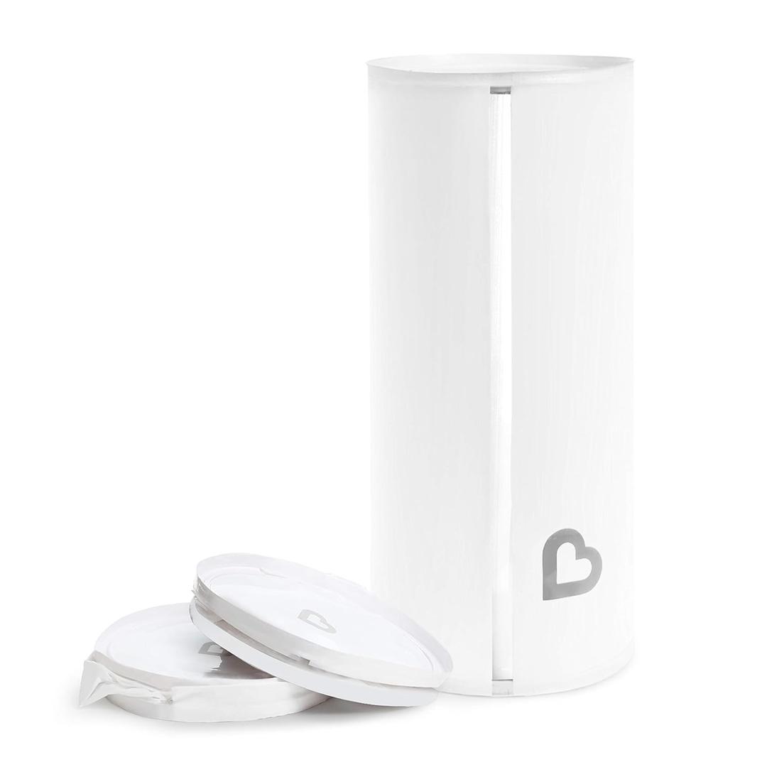 Munchkin Toss Portable Disposable Diaper Pail, Holds up to 90 Newborn Diapers, 3 Pack, White