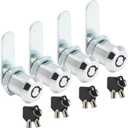 Uenhoy 4 Pack Tubular Cam Lock 3/4 Inch Cabinet Cam Lock Set for Tool Box, File Cabinet, Mail Box, Vending Machine, ATM, Keyed Different