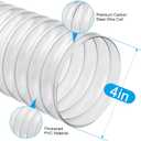 4" x 50' Heavy PVC Dust Collection Hose,Flexible Clear Debris and Fume Collection Hose with Stainless Steel Hose Clamps for Dust Collectors with 4" Ports, Ideal for Shop Vacuums