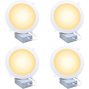 7 Inch Ultra-Thin LED Recessed Ceiling Light with Junction Box, 2700K/3000K/3500K/4000K/5000K Selectable, 1500LM Brightness, 18W LED Panel Light Can Light Downlight 4 Pack