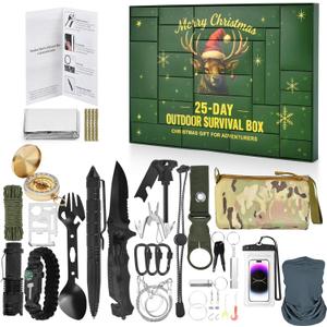 Survival Kit Advent Calendar -25 Days Christmas Countdown Calendar Emergency Survival Gears, Gift for Teen & Adult, 2025 Xmas Cool Gadgets for Outdoor Camping, Hunting,Fishing Adventure