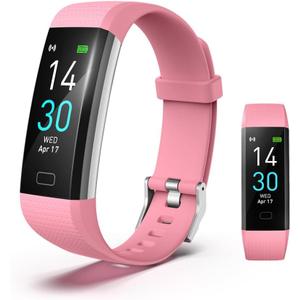 Fitness Tracker with Blood Pressure Heart Rate Oxygen Monitor, Activity Sleep & Temperature Smart Watch IP68 Waterproof Pedometer Step Counter for Kids Man Women S5 (Pink)
