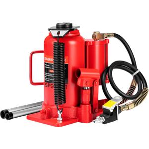 SPECSTAR Pneumatic Air Hydraulic Bottle Jack with Manual Hand Pump 20 Ton Heavy Duty Auto Truck Travel Trailer Repair Lift Red