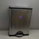 simplehuman Rectangular Dual Compartment Recycling Kitchen Step Trash Can, 46 Liter, Brushed Stainless Steel