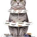 Pasimy Cat Cupcake Stand Party Decorations Cat Theme Cupcake Holder Cardboard 3 Tier Kitten Birthday Party Cake Decorations Pet Lover Dessert Stand for Cat Birthday Party Baby Shower Supplies