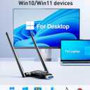 USB WiFi Adapter for Desktop PC - 1300Mbps Wi-Fi 5G 2.4G USB 3.0 Wireless Adapter with WiFi Antenna for Win11/10/7 WiFi Dongle for Desktop PC Laptop Internet Network Wi-Fi Card