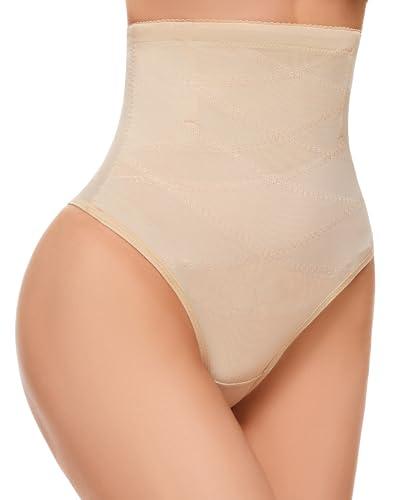 SIMIYA Thong Shapewear Tummy Control for Women High Waist Stay-Put Body Shaper Girdle Compression Stomach Shapewear Thong, Large