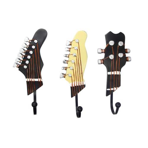 KUNGYO Vintage Guitar Shaped Decorative Hooks Rack Hangers for Hanging Clothes Coats Towels Keys Hats Metal Resin Hooks Wall Mounted Heavy Duty (Guitar Hook-A)  2 Packs