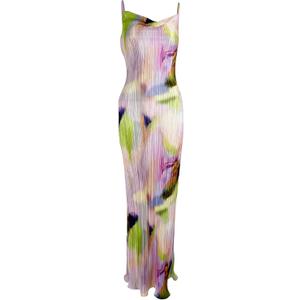 LASPIA Cowl Neck Dress Sexy Strap Shoulder Pleated Maxi Dresses Summer Wedding Guest Dresses for Women (Pink), XS