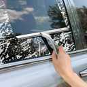 All-Purpose Stainless Steel Shower Squeegee for Shower Doors with 2 Adhesive Hooks, Bathroom Cleaner Tool Household Window Mirror Squeegee for Home Cleaning, Glass Door, Tile Wall, Car, 12 Inch Silver