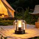 Cordless Black Table Lamp, Portable LED Desk Lamps, 1800mAh Battery Operated, 3 Color Stepless Dimming Up,for Bedroom Outdoor Camping KTV Bar Office Kitchen Night Light, Rechargeable