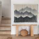 IOWER Macrame Wall Hanging for Bedroom Living Room Black Dip-Dyed Boho Wall Decor Cotton Modern Home Decor27 W x 19" L 