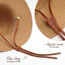 Womens Beach Sun Straw Hat, Wide Brim Sun Hat Travel Foldable Summer Wind Lanyard UPF 50+