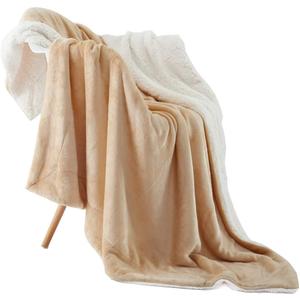 NANPIPER Throw Blanket Reversible Sherpa Flannel Super Soft Fuzzy Plush Fleece Microfiber for Bed/Couch (60"x80",Beige)
