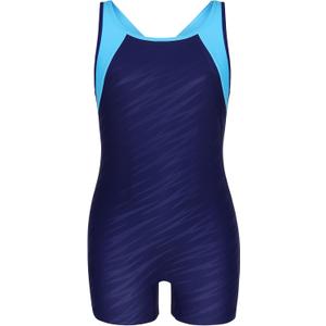 beautyin Girls Swimsuit Size 8-14 Boyleg One Piece Athletic Bathing Suit Training Swimwear (13-14 Years, Navy/Blue)